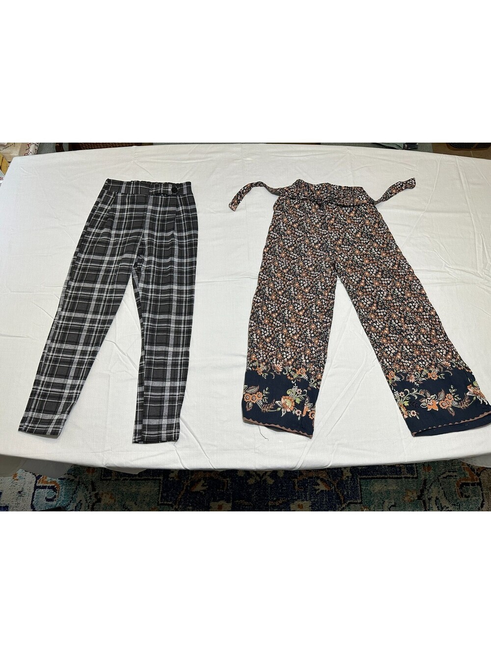 Angie Girls Floral Loose Fit Pants Amy Byer Plaid Pants Size Small 7/8
